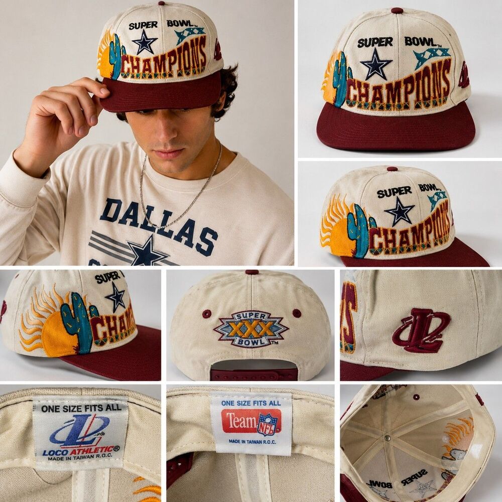 Vintage Dallas Cowboys Super Bowl XXX Champions Snapback Hat Team NFL 1996